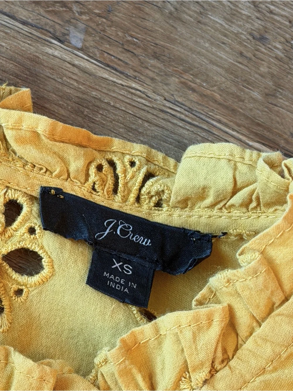 J. Crew Mustard Eyelet Long Sleeve Top | Blouse. Women’s Sz-XS Poetcore | Ruffle